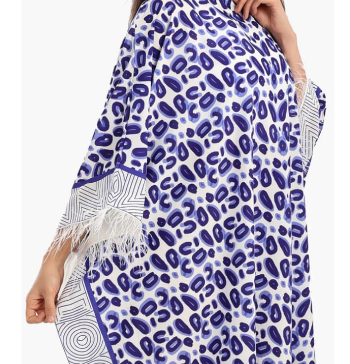 Printed blue abaya