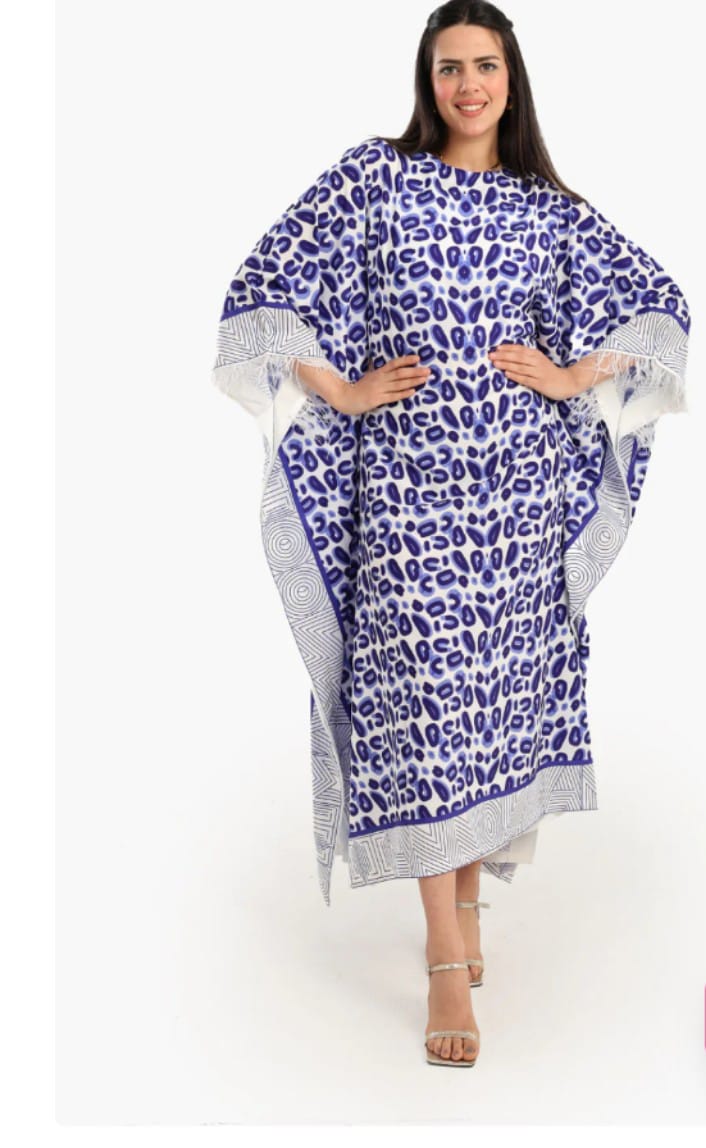 Printed blue abaya