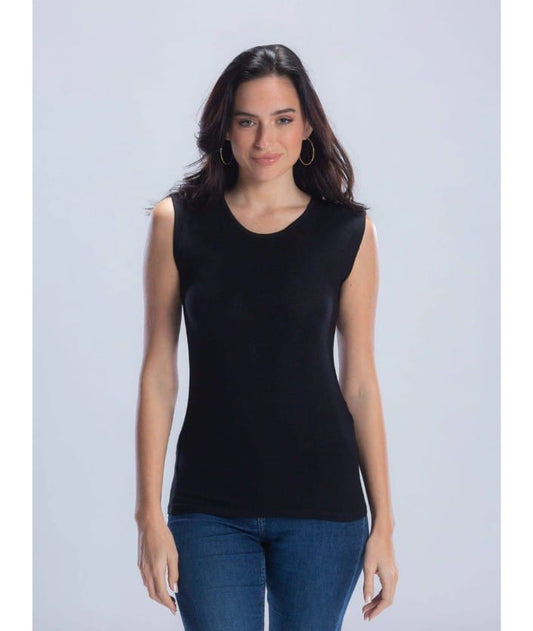 Crew neck sleeveless top